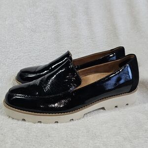 Vionic Womens Kensley Black Patent Leather Slip On Loafers Shoes
